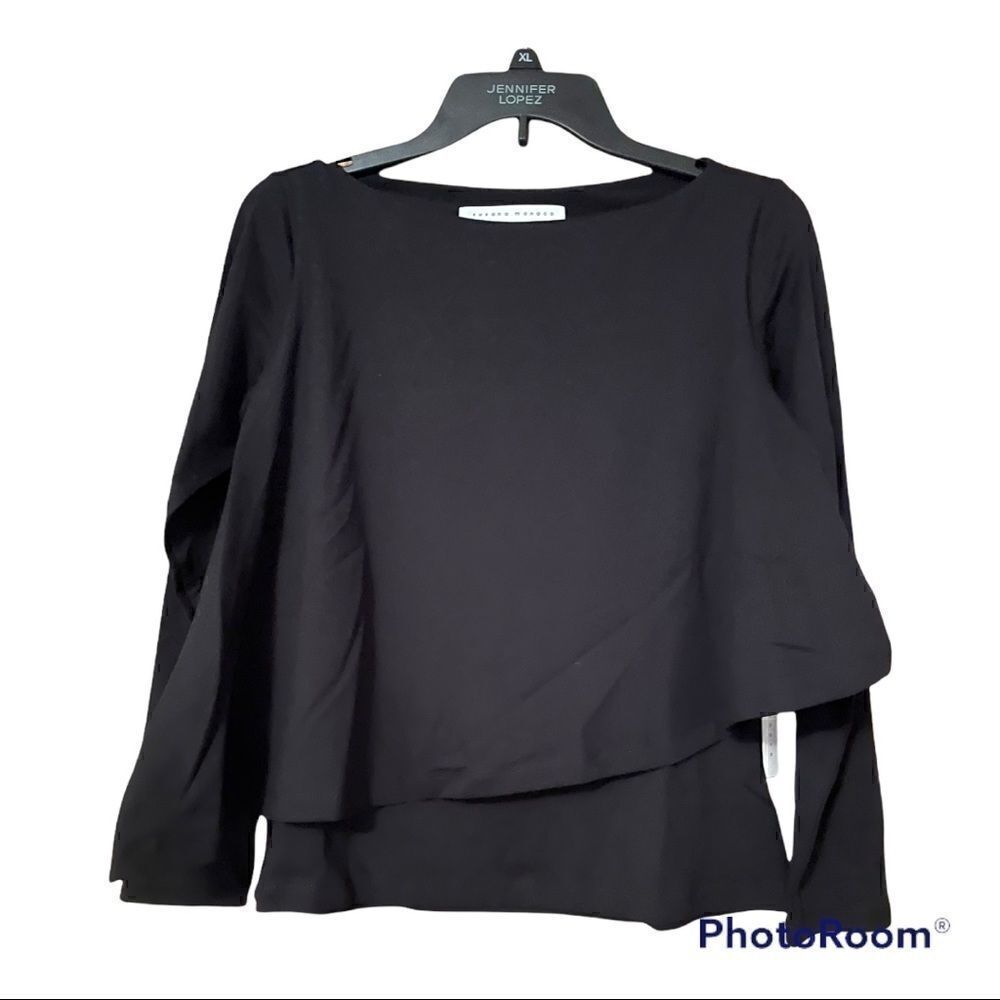 Susana Monaco angled long sleeve asymmetrical blouse